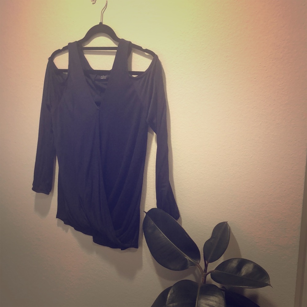 Cold Shoulder Cross-Front Blouse